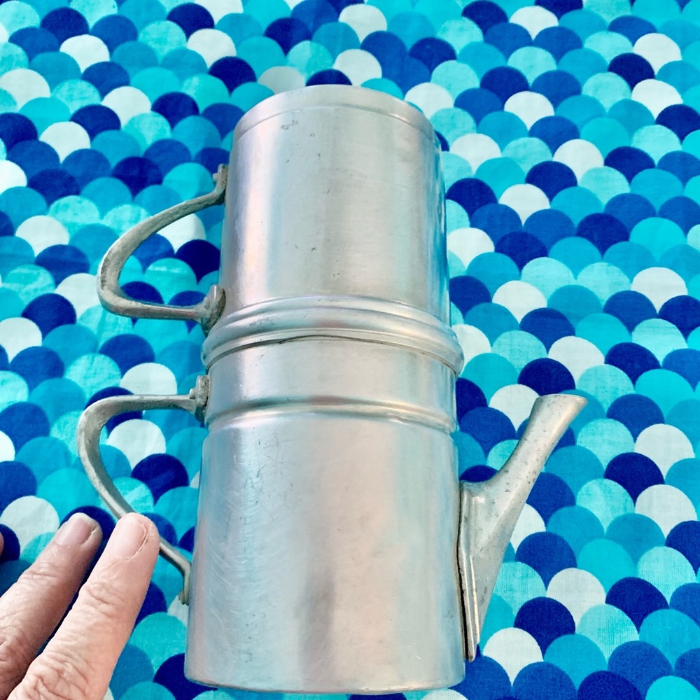 Vintage Aluminum Stovetop Expresso Percolator Made in Italy Small Travel Size